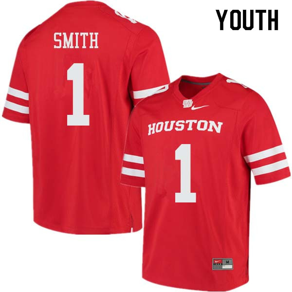 Youth #1 Bryson Smith Houston Cougars College Football Jerseys Sale-Red